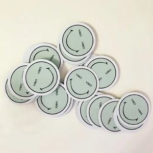 Vibes Smiley Face UV Vinyl Sticker 2.5"uv coated pack of 3